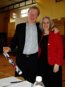 Danny Graham and Kathy Jourdain at an Envision Halifax public gathering where project teams shared what they were working on in that year (2007).